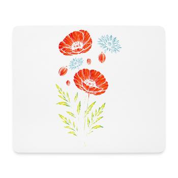 Mohn und Kornblume Florales Vintage Design  - Mousepad (Querformat) - Weiß - Vorne