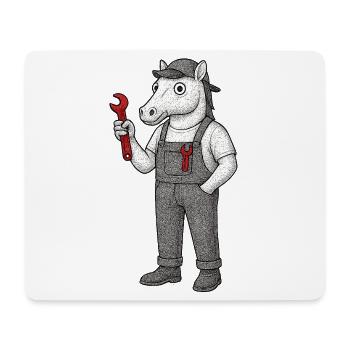 Horse Mechanic with Wrench - Mouse Pad (horizontal) - white - Front
