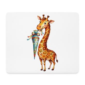 Niedliche Giraffe zum Schulanfang mit Schultüte - Mousepad (Querformat) - Weiß - Vorne