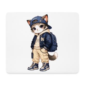 Cat Streetwear blaue Kapuze - Mousepad (Querformat) - Weiß - Vorne
