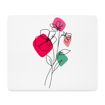 Lineart bouquet with color background - Mouse Pad (horizontal) - white - Front