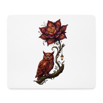 Luminescent Owl and Fire Flower - Mouse Pad (horizontal) - white - Front