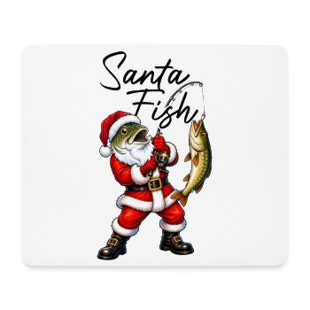 Santa Fish angeln Weihnachtsmann mit Fischkopf ang - Mousepad (Querformat) - Weiß - Vorne