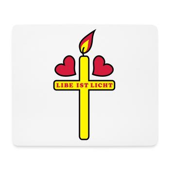 Coeur d'amour + croix 3c lumière - Tapis de souris (format paysage) - blanc - Devant