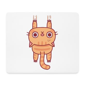 Drôle de chat tigré accroché avec des griffes - Tapis de souris (format paysage) - blanc - Devant