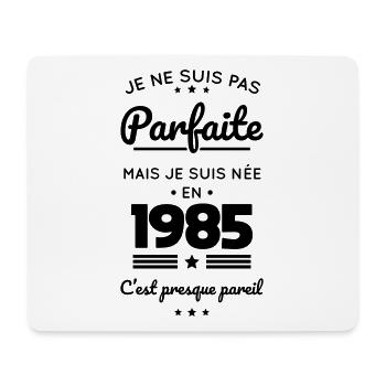 Anniversaire 40 ans - Pas parfaite née en 1985 - Tapis de souris (format paysage) - blanc - Devant
