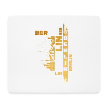Berlin Germany City Skyline Font Gold - Mouse Pad (horizontal) - white - Front