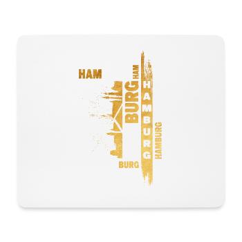 Hamburg Deutschland Stadt Skyline Schrift Gold - Mousepad (Querformat) - Weiß - Vorne