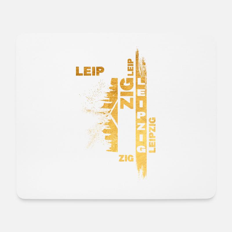 Leipzig Deutschland Stadt Skyline Schrift Gold - Mousepad (Querformat) - Weiß