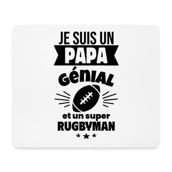 Papa génial & rugbyman – idée fête des pères - Tapis de souris (format paysage) - blanc - Devant