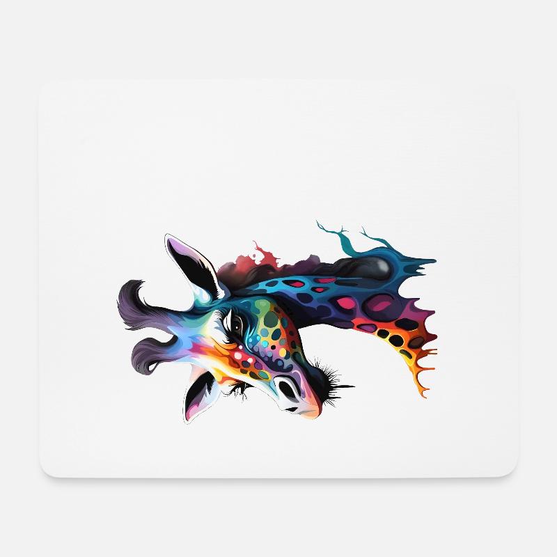 Giraffe, colorful - Mouse Pad (horizontal) - white