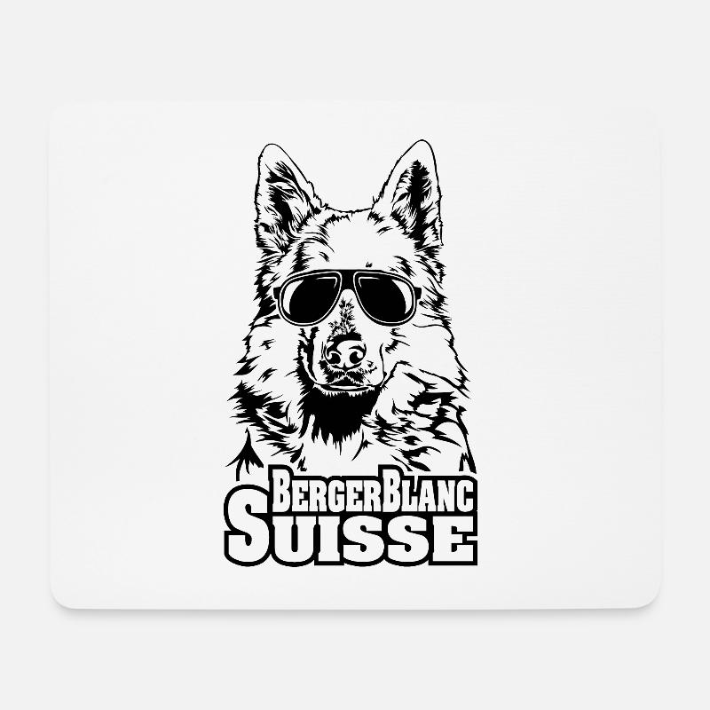 BERGER BLANC SUISSE cool Sonnenbrille Hunde Hund - Mousepad (Querformat) - Weiß
