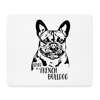 Aimé par un chien bouledogue français disant Wilsigns - Tapis de souris (format paysage) - blanc - Devant