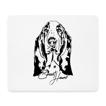 Basset Hound Portrait Hunde Hund Wilsigns - Mousepad (Querformat) - Weiß - Vorne
