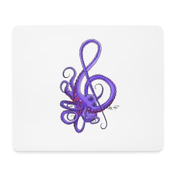 Notenschlüssel Kraken - Mousepad (Querformat) - Weiß - Vorne