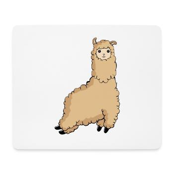 Süßer springender Alpaka springendes Lama fliegend - Mousepad (Querformat) - Weiß - Vorne