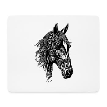 Rassiges Pferde Porträt Tattoo Style - Mousepad (Querformat) - Weiß - Vorne