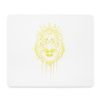 Löwe mit Krone Gold Optik – Edles Raubkatze - Mousepad (Querformat) - Weiß - Vorne