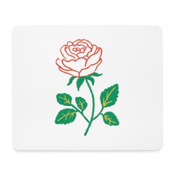 Crimson Rose Linienarbeit am grünen Stängel - Mousepad (Querformat) - Weiß - Vorne