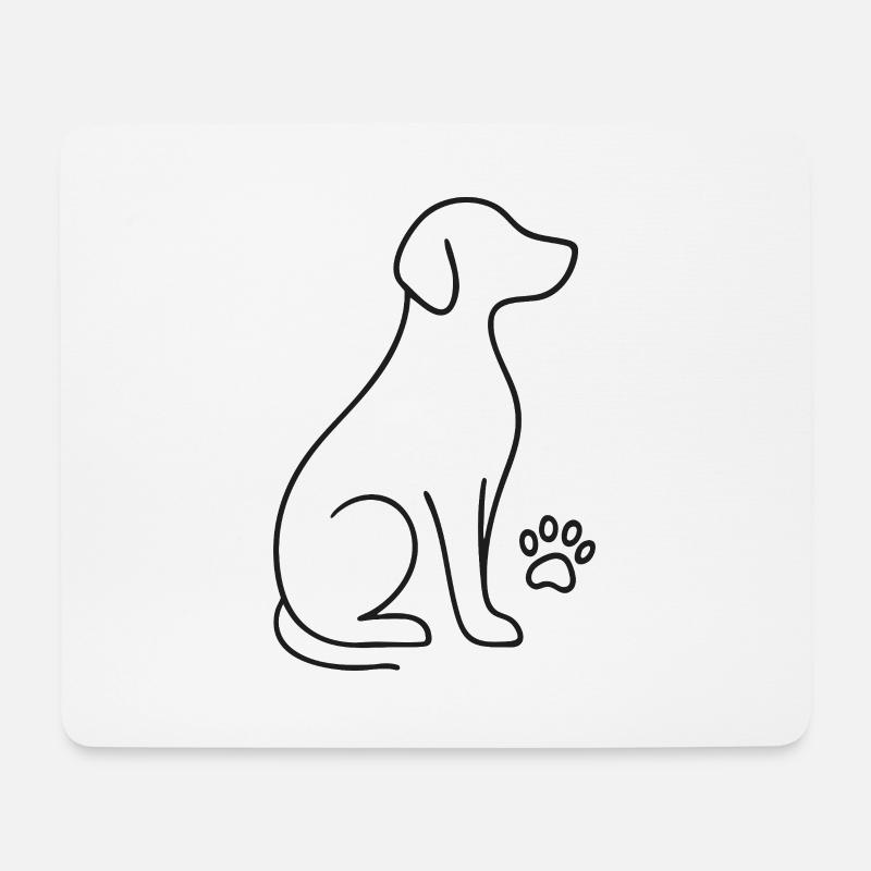 Minimalist Dog Design – Line Art Paw - Mouse Pad (horizontal) - white