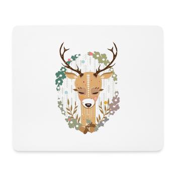 Hirsch im Wald - Mousepad (Querformat) - Weiß - Vorne