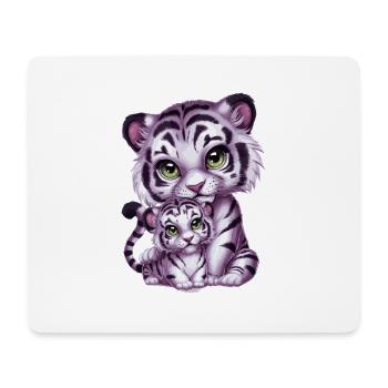 Weißer Tiger mit Tiger Mutter - Mousepad (Querformat) - Weiß - Vorne