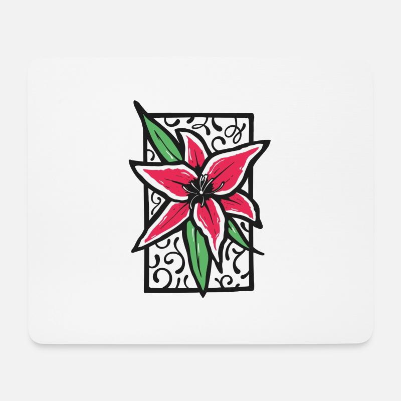 Lilie Blume - Mousepad (Querformat) - Weiß