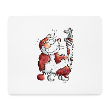 Chat Heureux - Tapis de souris (format paysage) - blanc - Devant