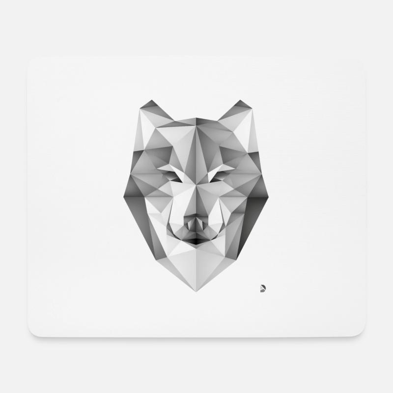 AD Geometric Wolf - Mousepad (Querformat) - Weiß