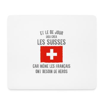 Et le 8ème jour Suisse France noir - Tapis de souris (format paysage) - blanc - Devant