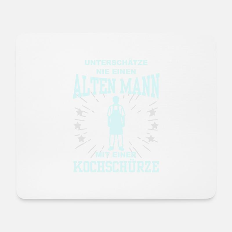 Unterschätze nie einen Mann mit Kochschürze - Mousepad (Querformat) - Weiß