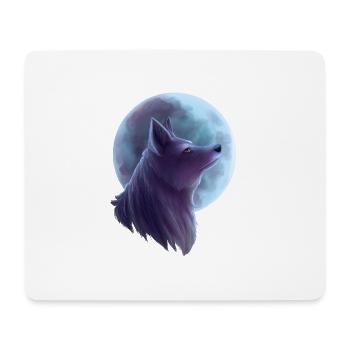 Wolf vor Silber Mond - Mousepad (Querformat) - Weiß - Vorne