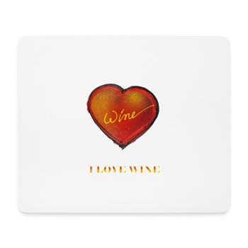 COEUR J'AIME LE VIN - Tapis de souris (format paysage) - blanc - Devant