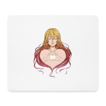 Girl with heart - Mouse Pad (horizontal) - white - Front