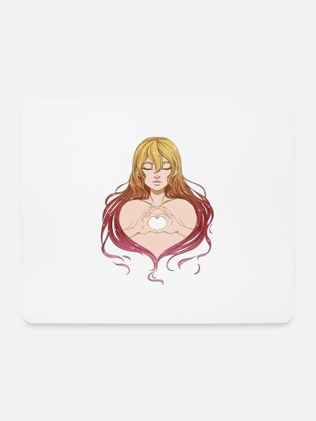 Mädchen mit Herz - Mousepad (Querformat) - Weiß
