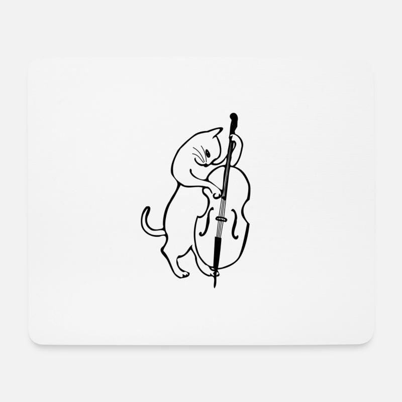 Katze mit dem Kontrabass - Mousepad (Querformat) - Weiß