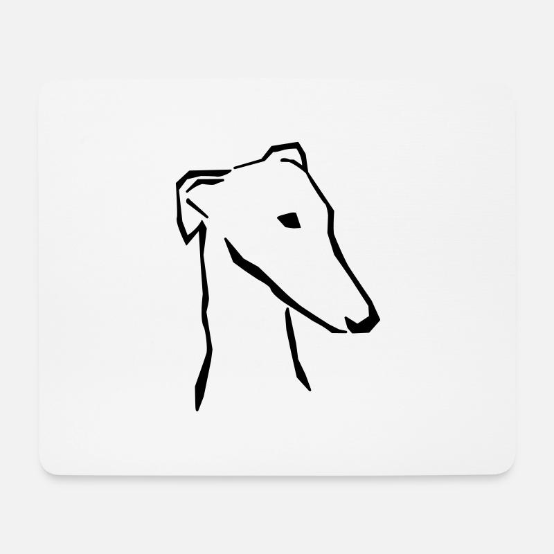 Windhundkopf - Mousepad (Querformat) - Weiß