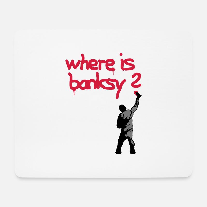 where is banksy - Mousepad (Querformat) - Weiß