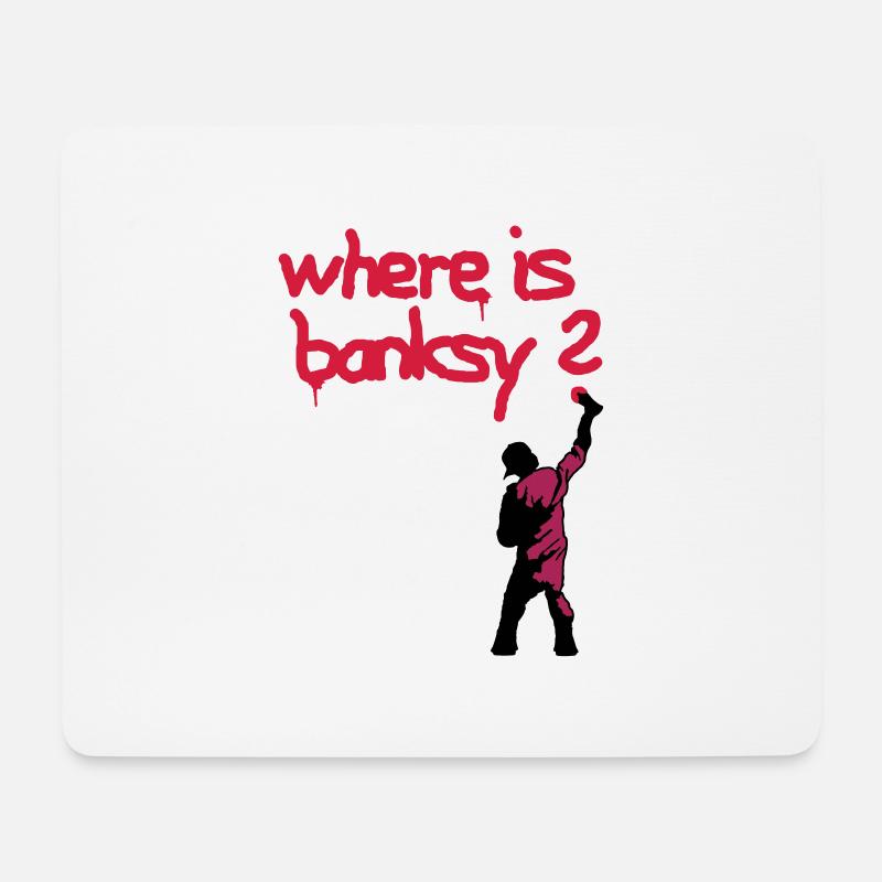 where is banksy - Mousepad (Querformat) - Weiß