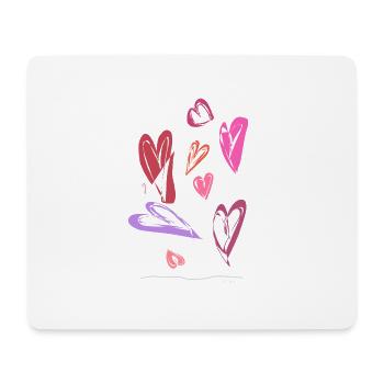 Dessin abstrait Peut-être de grands coeurs colorés - Tapis de souris (format paysage) - blanc - Devant