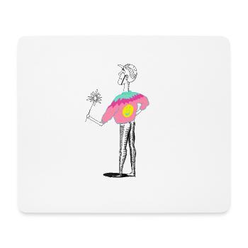 Flowers illustration Funny boy - Mouse Pad (horizontal) - white - Front