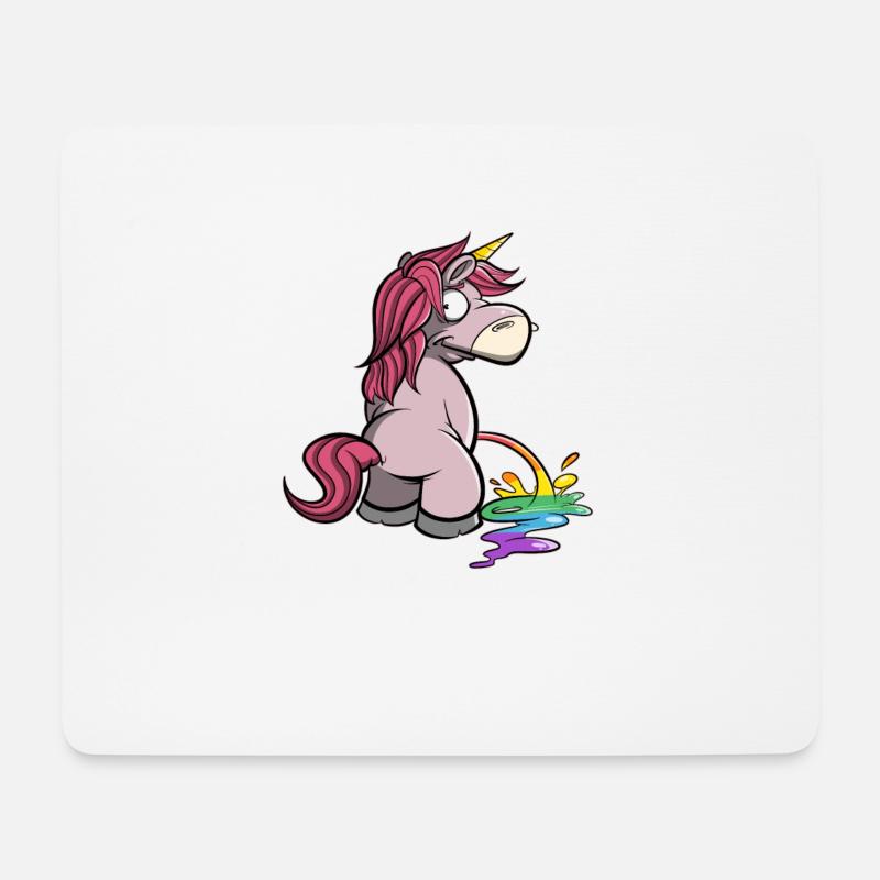Einhorn macht Pipi in Regenbogenfarben - Mousepad (Querformat) - Weiß