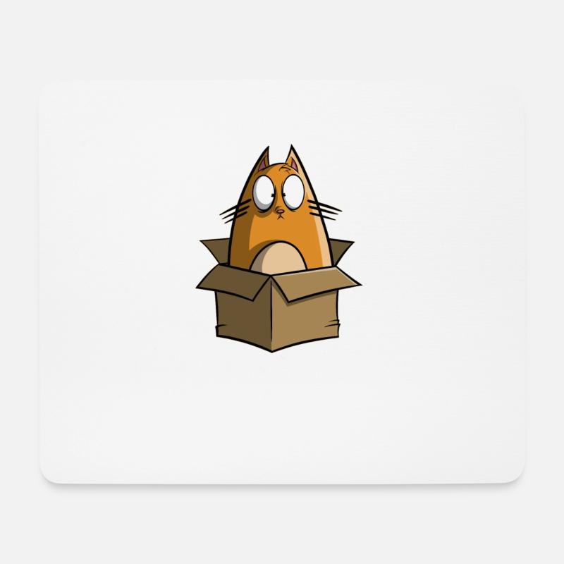 It still fits - Dicke Katze im karton - Mousepad (Querformat) - Weiß