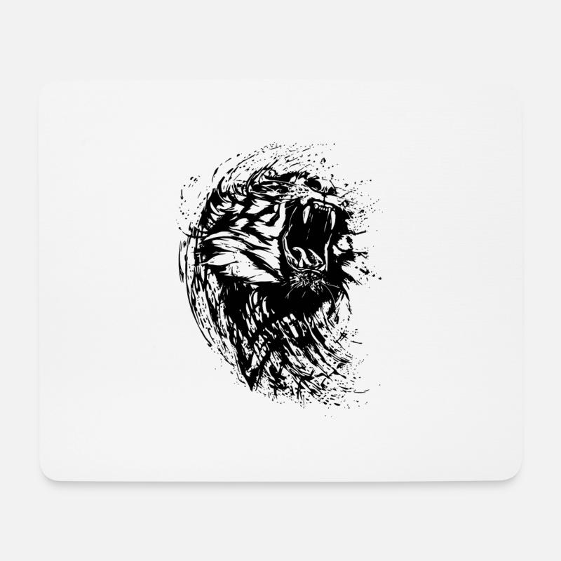 Lion - Tapis de souris (format paysage) - blanc