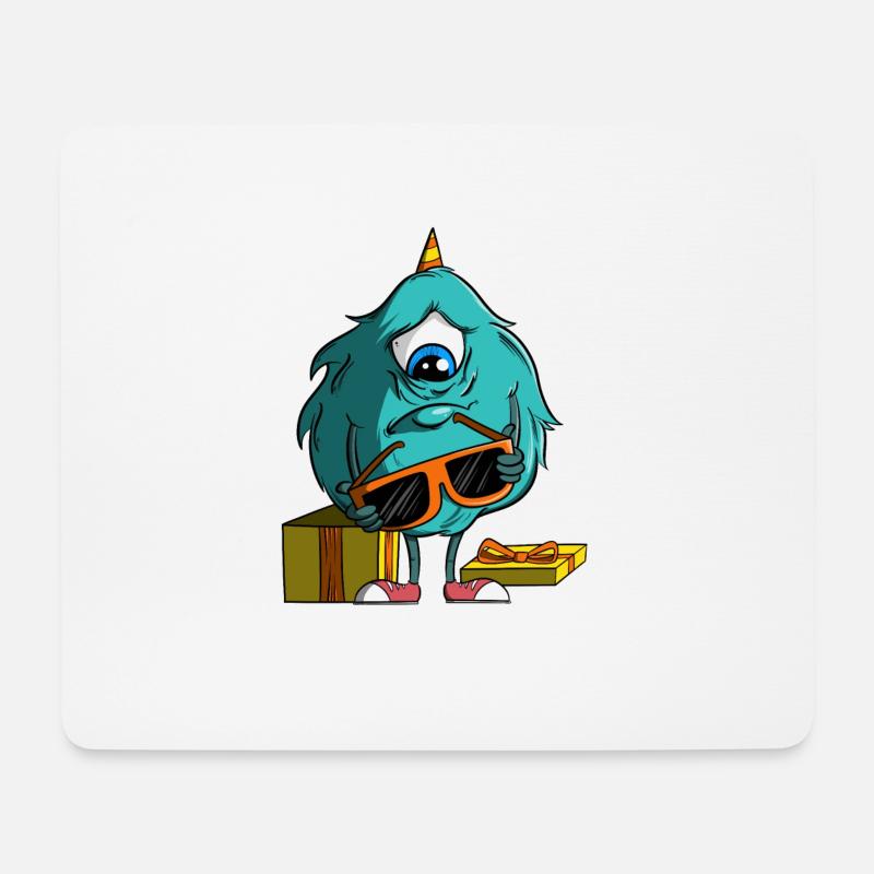 Monster mit Brille - falsches Geschenk - Mousepad (Querformat) - Weiß