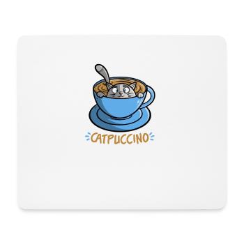 Catpuccino - chat drôle dans le café - cappuccino - Tapis de souris (format paysage) - blanc - Devant