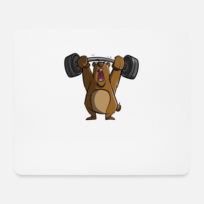 Gym bear lifting weights - Mouse Pad (horizontal) - white