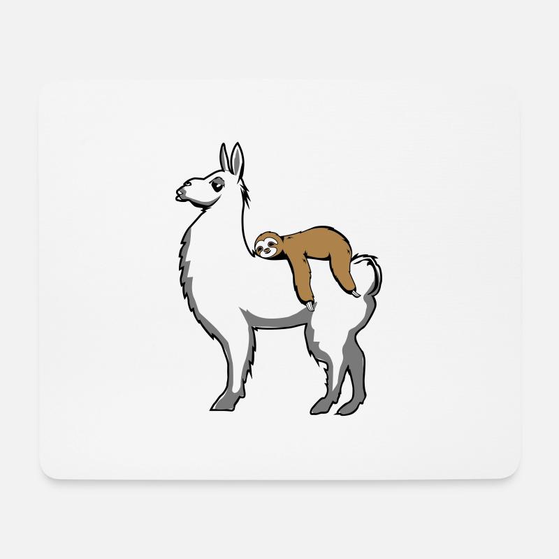 Lama und Faultier - Mousepad (Querformat) - Weiß