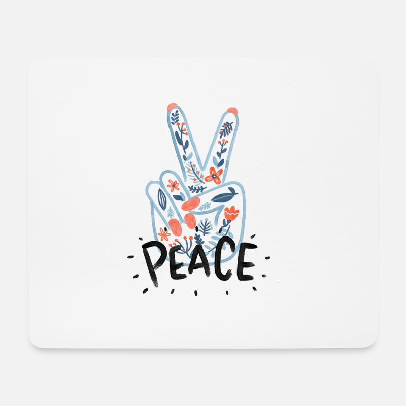 Peace Hand Zeichen - Mousepad (Querformat) - Weiß