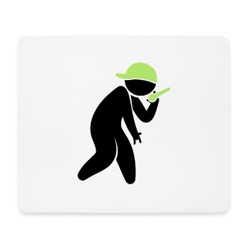 Ein Hiphop Star singt in ein Mikrofon - Mousepad (Querformat) - Weiß - Vorne